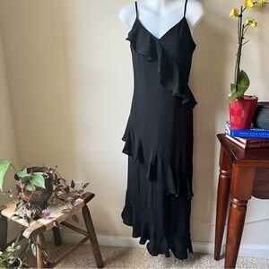 NWT Scoop XS bias, ruffle slip dress in black